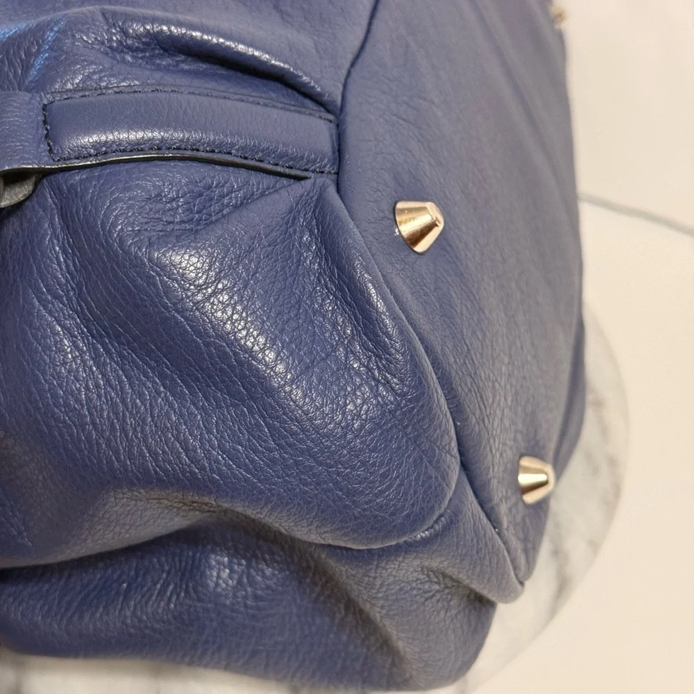 Barr & Barr New York Hobo Blue Shoulder Bag Leather Silver Hardware